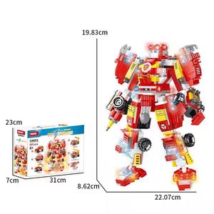 Ensemble de 6 camions de pompiers jouets de construction et 1 robot transformant ensemble de construction de voitures en briques pour enfants de 5 à 7 ans - Product Image 4