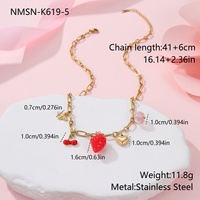 À la mode coloré raisin fraise champignon cerise fruits breloques collier Bracelet ensemble femmes en acier inoxydable bijoux de mode