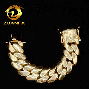 Bracciale Miami Cuban Link da 30 mm placcato oro 18 carati, bracciale da uomo in ottone stile Hip Hop, gioielli alla moda - Product Image 5