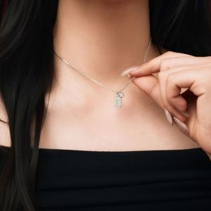 Dylam Joyería Fina de Moda, Cadena de Plata 925 con Zirconia 5A, Collares con Colgante de Palabra China que Significa Enriquecerse para Mujer - Product Image 4