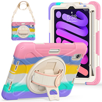 Casing Tablet Silikon Lembut Anti Benturan untuk Apple iPad Mini 6 /Mini 7 dengan Tali Bahu dan Penyangga Putar