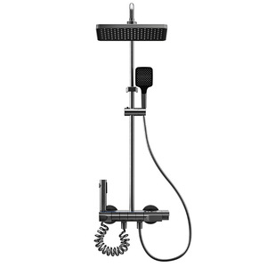 Piano Key Shower Set Rectangle Top <b>Spray</b> Wall <b>Mounted</b> Thermostatic Shower Head With Handheld Sprayer - Product Image 1