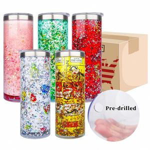 แก้วน้ำเก็บความเย็นแบบสโนว์โกลบ ดีไซน์ใหม่ DIY ประดับกลิตเตอร์ ผนังสองชั้น สแตนเลส 20 ออนซ์ เป็นมิตรกับสิ่งแวดล้อม ฝาเลื่อน ขนาด 6-12 นิ้ว - Product Image 4