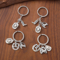 Offre Spéciale Hiphop fer à cheval chapeau botte porte-clés Western argent plaqué Cowboy porte-clés pour Couple cadeau
