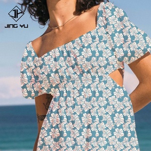 Robes élégantes pour femmes, robe longue vintage, robe décontractée à fleurs, taille haute, plage, robes maxi hawaïennes personnalisées, imprimées - Product Image 3