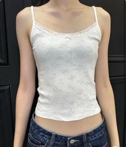 Haut court sexy pour femme en coton 100% doux et respirant, imprimé cerf, avec nœud en dentelle, coupe ajustée, idéal pour l'été - Product Image 4