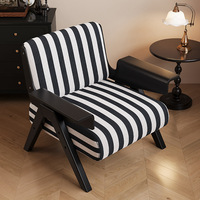Fauteuil individuel moderne de style français, mi-siècle, Wabi-sabi, à dossier en bois massif à motif zèbre, pour salon et chambre