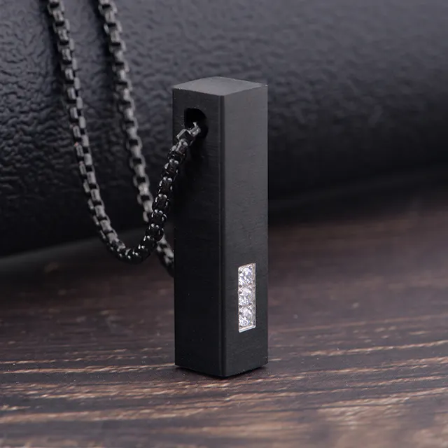 Personalized Customized Fashion Stainless Steel Rectangular Pendant Chain men Necklace