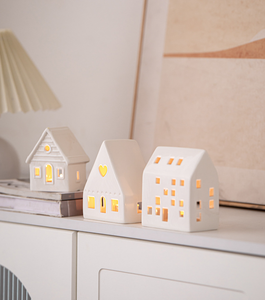 Lanterne décorative de Noël en céramique blanche ajourée de style européen, porte-bougie en <span class=keywords><strong>porcelaine</strong></span>, ornement de bureau festif et ambiance festive - Product Image 5