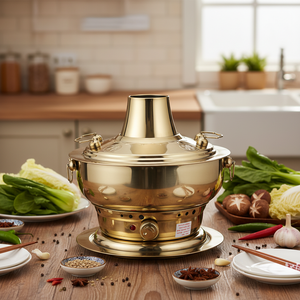 Olla Eléctrica Tradicional <span class=keywords><strong>China</strong></span> de Acero Inoxidable con Quemador de Carbón, Olla Tailandesa Shabu Shabu - Product Image 5