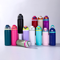 Bouteille d'eau isotherme en acier inoxydable 24oz 32oz avec logo personnalisé, couvercle à bec verseur, revêtement poudré et poignée, idéale pour cadeaux d'entreprise