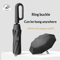 Parapluie pliant automatique transfrontalier avec anneau de fixation, taille extra-large, résistant au vent, renforcé, épaissi, double usage soleil/pluie