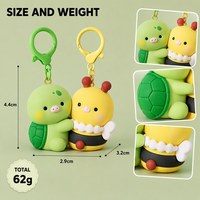 Porte-clés en résine mignon Turtle Bee Duo, breloque animaux de dessin animé, cadeau miniature personnalisé, vente en gros