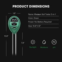 Testeur numérique 3-en-1 d'humidité du sol et de pH, kit étanche en plastique pour plantes d'intérieur/extérieur, mesure précise