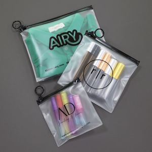 Sac à fermeture éclair en PVC givré personnalisé avec logo imprimé, sacs en plastique transparent à fermeture éclair pour cosmétiques, vêtements, cheveux, emballage - Product Image 4