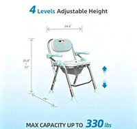 Chaise de douche pliable en un clic pour personnes âgées avec coussin en EVA texturé étoilé et seau amovible / Chaise de bain double usage