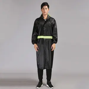Waterproof Oxford Raincoat For Adult High Quality Long Coat With Reflective Stripe With Zipper