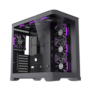 Lovingocool Hot Bán thiết kế màu đen PC trường hợp cho gamer ATX trường hợp máy tính & tháp với Tempered Kính cong Bảng điều chỉnh Tủ PC - Product Image 1