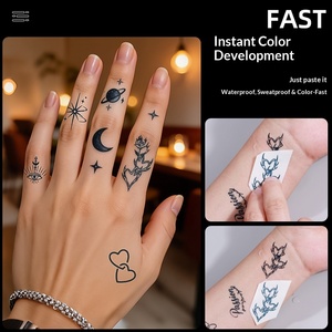 Pegatinas de Tatuajes Temporales con Diseño de Hierbas, Aptas para la Parte Posterior de la Oreja, Dedos y Muñecas, Resistentes al Agua, Realistas, con Diseño de Mariposas y Flores - Product Image 1