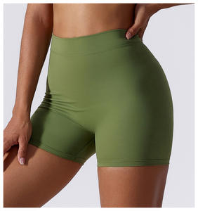 Shorts de Yoga Verdes de Cintura Alta con Espalda en V, Levanta Glúteos, Control de Abdomen, Pantalones Deportivos para Mujer y Niña - Product Image 2