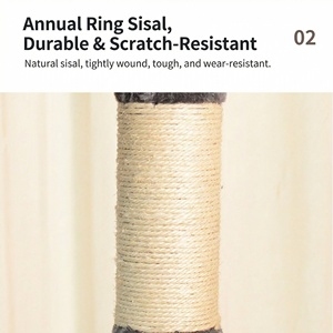 Luxuriöser <span class=keywords><strong>Sisal</strong></span>- und Massivholz-Kratzbaum mit Verstellbarer Höhe Umweltfreundliches Langlebiges Katzen-Klettergerät für den Innenbereich - Product Image 3