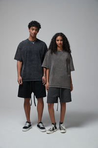 Thương hiệu hợp thời trang đường phố cao rửa T-shirt với Retro mùa xuân tuổi hiệu ứng lỏng phù hợp với đường viền cổ áo nhỏ Batik mẫu thiết kế trống - Product Image 3