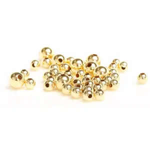 Wholesale Gold Silver Plated 4mm 5mm 6mm 8mm Stainless Steel 18K Gold Plated Metal Beads For Jewelry Making