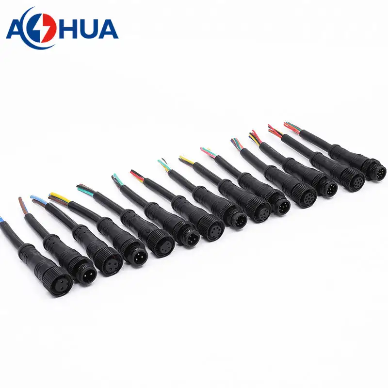 AOHUA M16 Industrial Male Female Ip65 Aviation Metal Power Connector Wire 2+4 Pin With Cable