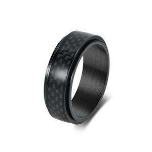 Unisex <b>titanium</b> steel and carbon fiber inlaid rotating <b>ring</b>, street style, niche and high-end, couple <b>rings</b>. - Product Image 1