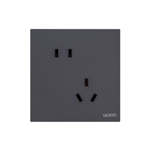 Dark Grey Minimalist Separated Two-Pole & Three-Pole Wall Socket 250V 10A for Hotel Home Hospital Use
