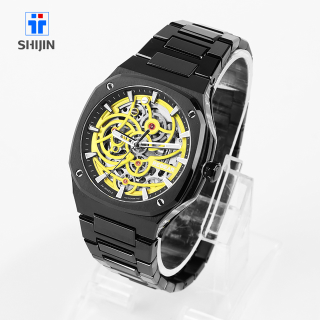Wholesale Price Stainless Steel Sapphire Glass Automatic SEIKO Movement 20mm 5BAR Water Resistance Transparent Dial Men's Watch