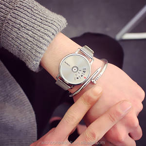 2023シンプルなターンテーブルステンレススチールストラップ合金クラスプカップルコンセプトウォッチ - Product Image 4