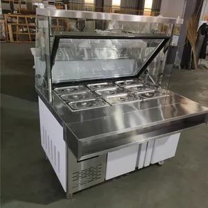 Commercial Customize Salad Bar Display Counter With 2 Doors Refrigerated Counter For Restaurant