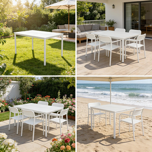 طاولة خارجية من الألومنيوم بتصميم بسيط، أثاث حدائق مقاوم لجميع الظروف الجوية - Product Image 6