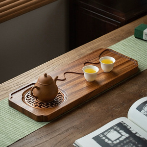 Bandeja de Té de Madera Maciza de Nogal 48x17x2.5cm con Drenaje, Estilo Chino Moderno, Mesa para Preparación de Té en Casa - Product Image 4