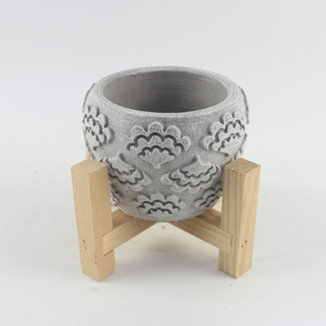 <span class=keywords><strong>Maceta</strong></span> de Cemento de Diseño Original Personalizado y Duradero al por Mayor con Base de Madera, Jarra de Vela Aromática Única en Venta - Product Image 2