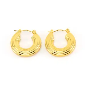 Boucles d'oreilles exagérées pour femmes Design Boucles d'oreilles à pois en spirale à grand disque en acier inoxydable Boucles d'oreilles en or 18 carats