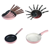 Wajan Penggorengan Anti Lengket Modern dari Baja Karbon Logam dengan Gagang Bakelite Berpaku untuk Semua Jenis Kompor, untuk Memasak Pancake & Crepes
