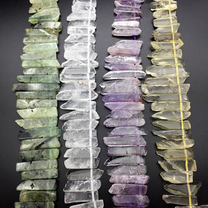 หินคริสตัลแท้ธรรมชาติสำหรับทำเครื่องประดับ  แท่งคริสตัลหลากสีแบบขายส่งสำหรับจี้  คริสตัลแบบร้อยร้อยเจาะรู - Product Image 1
