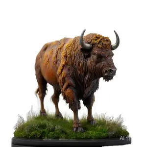 Hars Glasvezel Giraf Beeld Sculptuur, Buffels Bisons Beeldje Beeld Hars