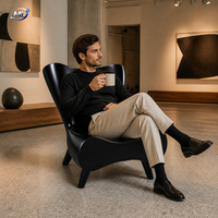 Fauteuil de salon moderne en fibre de verre sculptural et durable, fauteuil d'appoint noir pour la maison, le salon, l'hôtel commercial