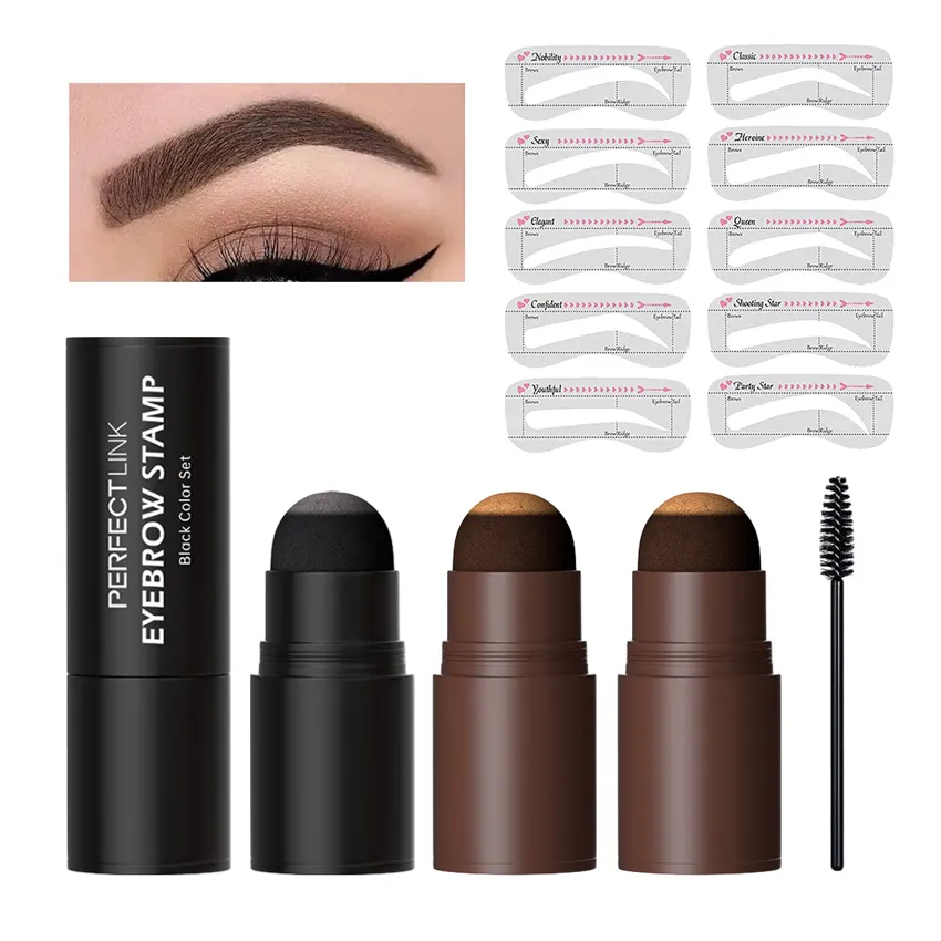 Plantillas de cejas impermeables más vendidas que dan forma a 3 colores maquillaje personalizado sello de cejas y Kit de plantilla