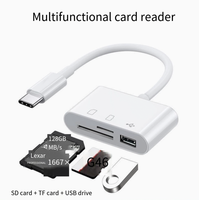 Grand stock de lecteurs de cartes Type-C, lecteurs de cartes multifonctionnels Type-C OTG 2.0 SD/TF USB pour téléphones Android et ordinateurs.