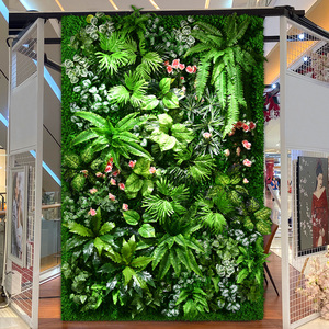 Mur végétal intérieur, panneau de plantes artificielles en plastique, fond vert, plantes verticales, décoration de jardin, fournitures de décoration paysagère - Product Image 1