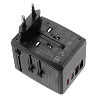 Chargeur double rapide 2QC18W+2PD20W, adaptateur de voyage universel avec prise et prise secteur pour une utilisation mondiale, 2 ports de sortie USB