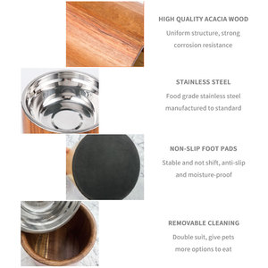 Mangkuk Hewan Peliharaan Kayu Aman untuk Pencuci Piring Ditinggikan dengan Dudukan Yang Dapat Dilepas Sisipan Baja Tahan Karat untuk Makanan dan Air - Product Image 3