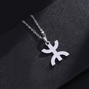 Collier unisexe en acier inoxydable avec pendentif symbole berbère <span class=keywords><strong>kabyle</strong></span> africain pour homme et femme, chaîne de clavicule - Product Image 6