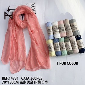 Sciarpa Lunga in Cotone TR Angelina 70x180cm con Righe Verticali e Lamina d'Oro, Accessorio Moda Donna - Product Image 3