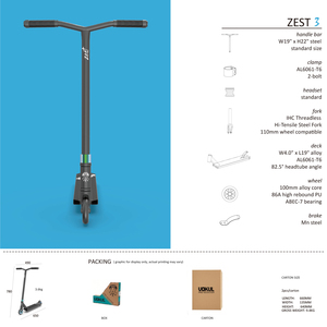 <span class=keywords><strong>Trottinette</strong></span> freestyle Vokul pour enfants débutants, <span class=keywords><strong>trottinette</strong></span> de stunt en aluminium léger pour skate park, noyau métallique - Product Image 2