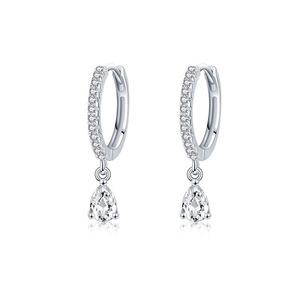 S925 <b>Sterling</b> <b>Silver</b> Teardrop Zircon Dangle <b>Hoop</b> Earrings Sparkling Luxury Drop Earring Fine Jewelry For Women Wedding Party - Product Image 1